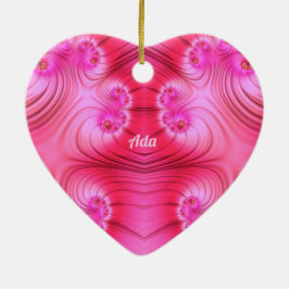 ADA ~ VALENTINE HEART ~ Pink Fractal ~ Julgransprydnad Keramik