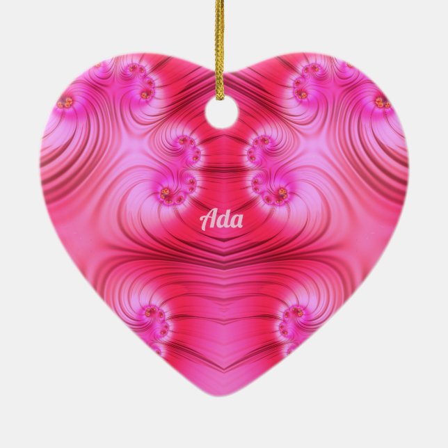 ADA ~ VALENTINE HEART ~ Rosa Fractal ~ Julgransprydnad Keramik (Baksidan)