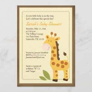 Adabel Giraffe Jungle 5x7 Baby Shower-inbjudan Inbjudningar