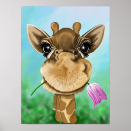Adabel giraffe med blomma poster