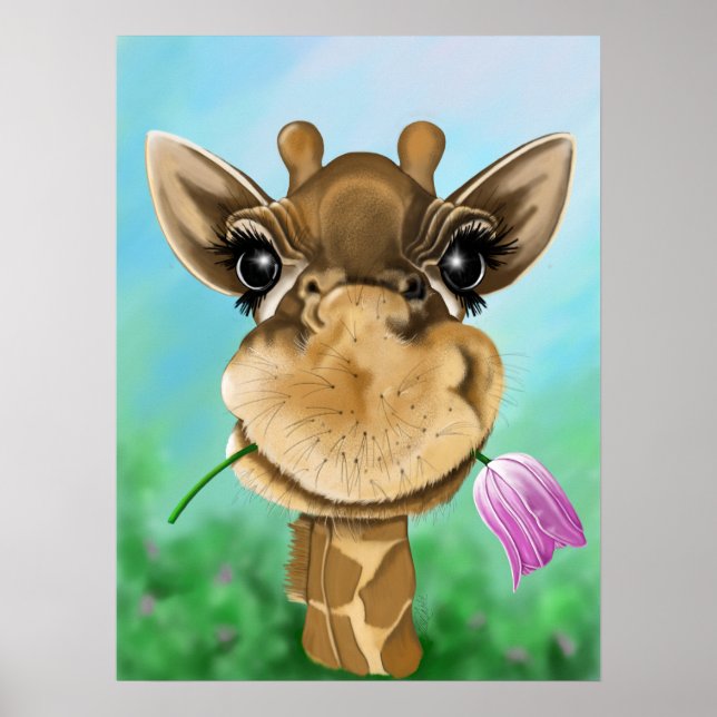 Adabel giraffe med blomma poster (Framsidan)