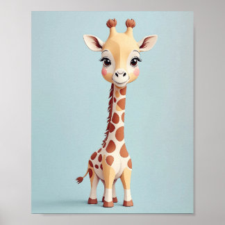 Adabel Giraffe - Safari Animal Nursery Wall Art Poster