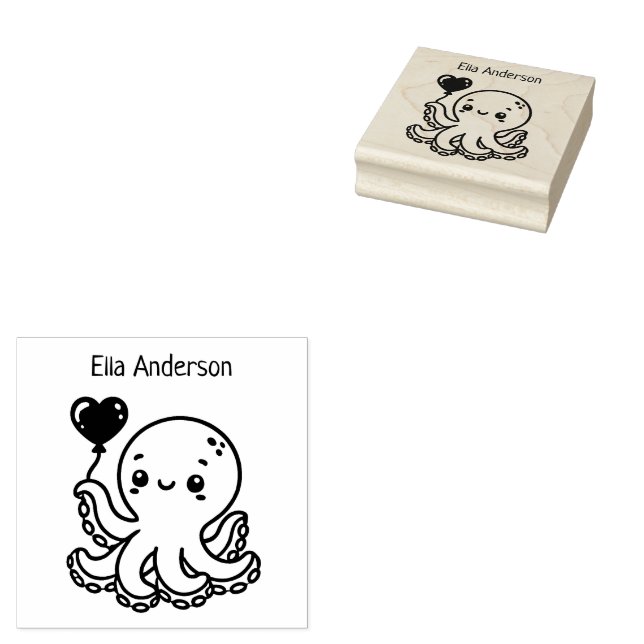 Adabel Octopus med hjärtballong Stämpel (Stämplad)