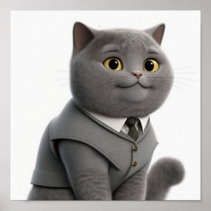 Adabla Grått Cat Poster för Cat Lovers