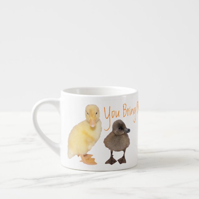 Adabla Gult- och Grått Duckling-fotografier Espressomugg (Vänster)