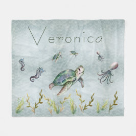 Adabla Nautical Sea Creattle Turtle Kids Baby Fleecefilt