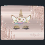Adabla Unicorn Blommigt Ro Guld Glitter Drives iPad Skydd<br><div class="desc">Den magiska enmajsen med glitter-droppar mot ro guld. En elegant och en sofistikerad design.</div>