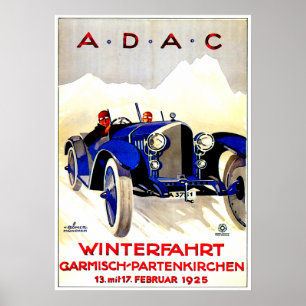 ADAC German Auto Tävling ~ Vintage Automobile AD Poster