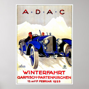 ADAC German Auto Tävling ~ Vintage Automobile Ad Poster