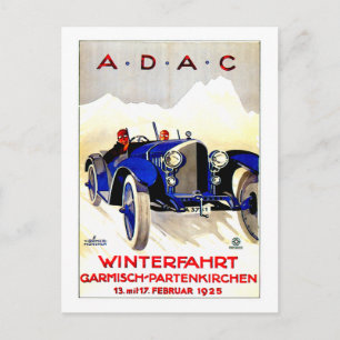 ADAC German Auto Tävling ~ Vintage Automobile Ad Vykort