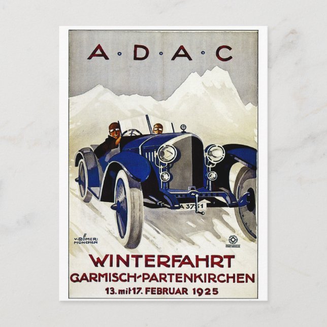 ADAC Vintage Automobile Advertisement 1925 Vykort (Framsida)