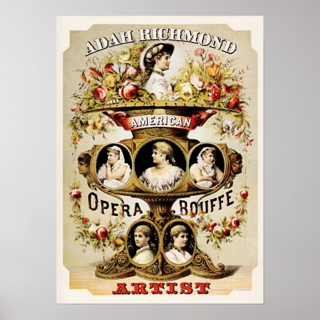 Adah Richmond American Opera Bouffe Theater Advert Poster (Framsidan)
