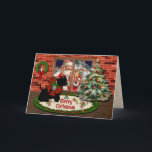 Adair Scottie & Santa w/Vapensköld Personlig Helgkort<br><div class="desc">Skicka ett färgstarkt kort till dina vänner och din familj den här säsongen. Scottie hund, med Adair tartan-bun, tittar ut fönstret i Santa i hopp om lite Julklapp! Titta in och han upptäcker att tomten inte glömde honom trots allt. Du kan personalisera hälsning på framsidan. Du kan också ändra hälsning...</div>