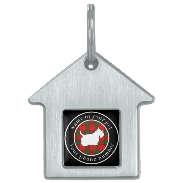 Adair Tartan Scottie Hund Personlig ID-bricka Husdjur (Framsidan)