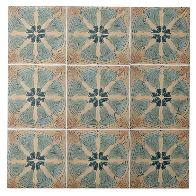 Adalusisk traditionell keramisk art nr 6 kakelplatta (Framsidan)