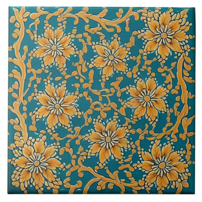 Adalusisk traditionell keramisk art nr 7 kakelplatta (Framsidan)