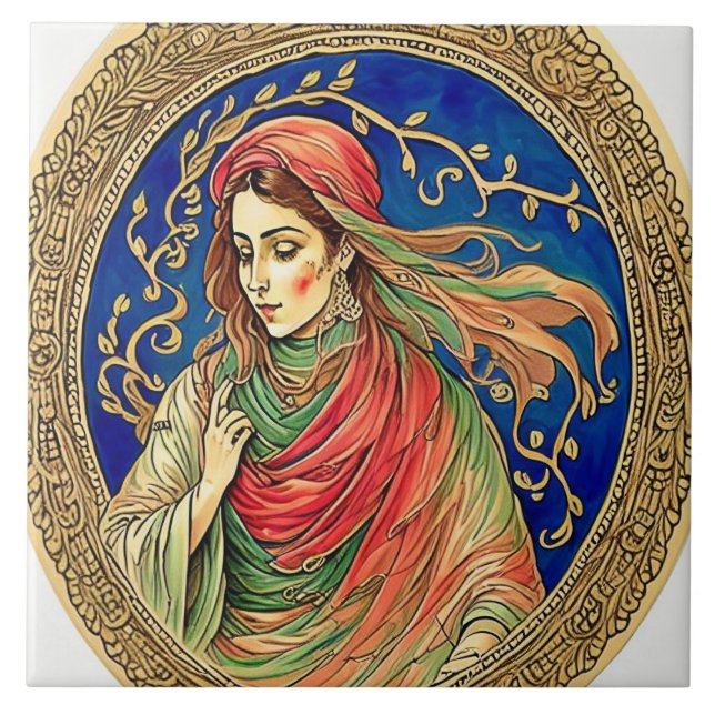 Adalusisk traditionell keramisk art nr 8 kakelplatta (Framsidan)