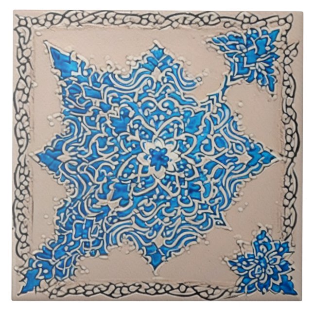 Adalusisk traditionell keramisk art nr 9 kakelplatta (Framsidan)