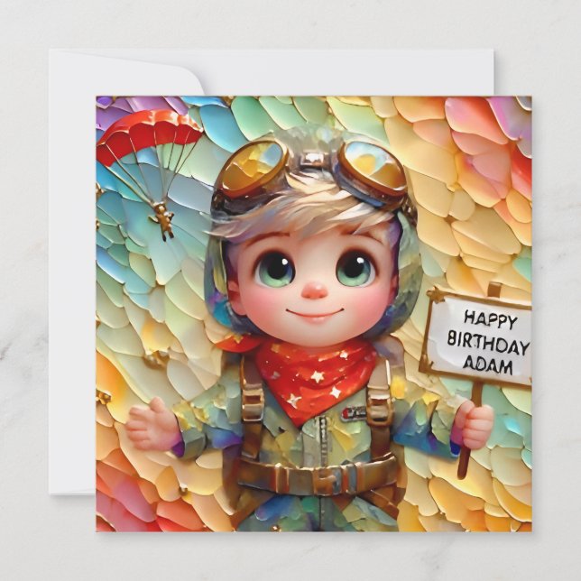 ADAM ~ Birthday Card ~ Parachutist ~ (Framsida)