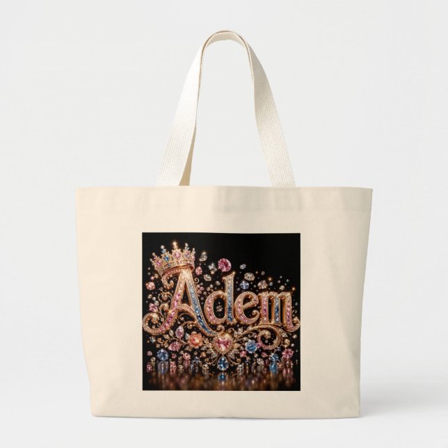 Adam Crown Sparkle Tote Bag Jumbo Tygkasse (Framsidan)
