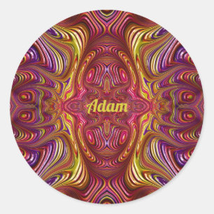 ADAM ~ Flerfärgad ramdesign ~ Klassisk cirkel Runt Klistermärke