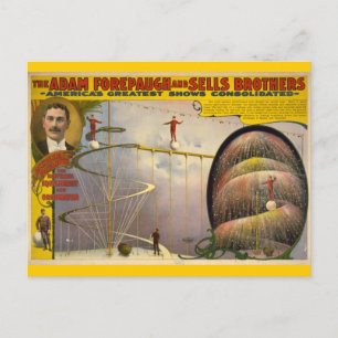 Adam Forepaugh och Sells Brothers Circus Poster Vykort