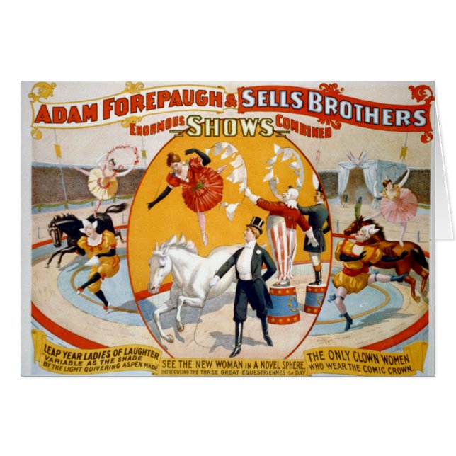 Adam Forepaugh & Sells Brothers Hälsningskort (Framsidan Horizontal)