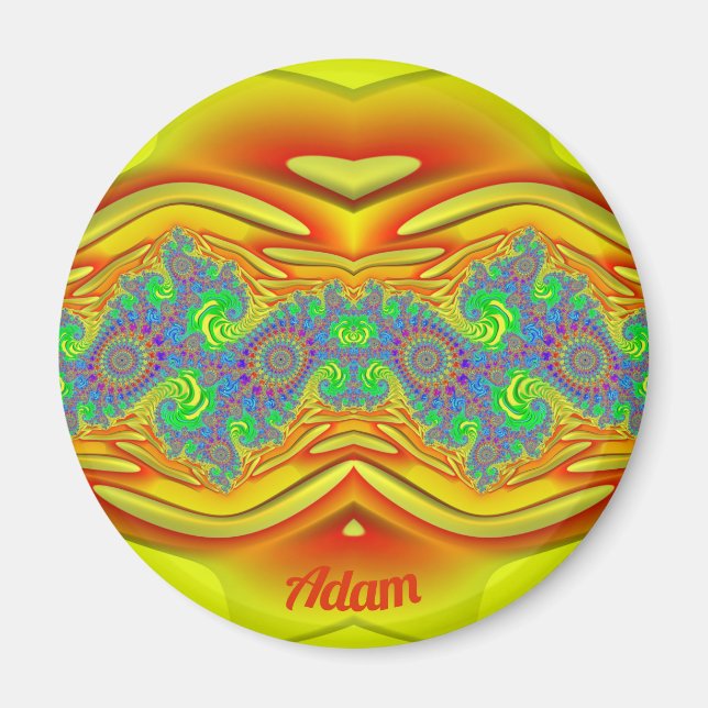 ADAM ~ Gul, Orange och Blå ~ Häpnadsväckande Desig Magnet (Framsidan)