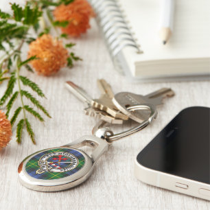 Adam Klan Badge & Tartan Ovalt Silverfärgad Nyckelring