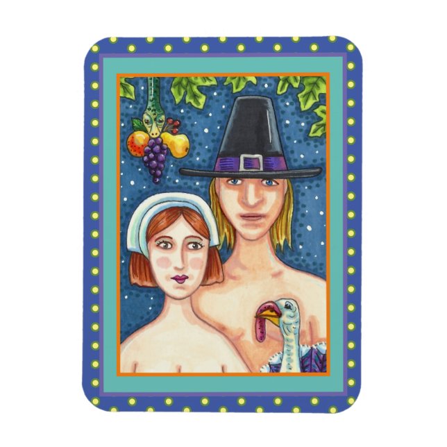 ADAM & KVÄLL PILGRIMS, BIBLICAL STOLLIG THANKSGIVI MAGNET (Vertikal)