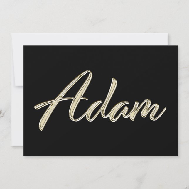 Adam Name white gold Handwriting Karte Kort (Framsida)