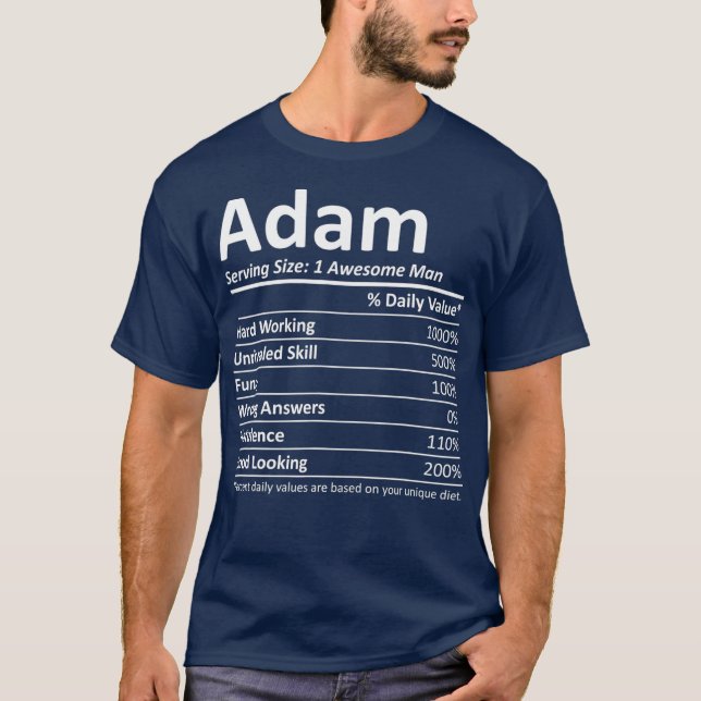 ADAM Nutrition Funny Birthday Personalized Name T Shirt (Framsida)