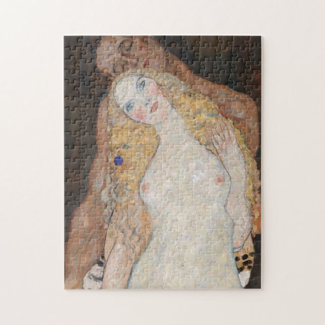 Adam och Kväll av Gustav Klimt Pussel (Vertikal)