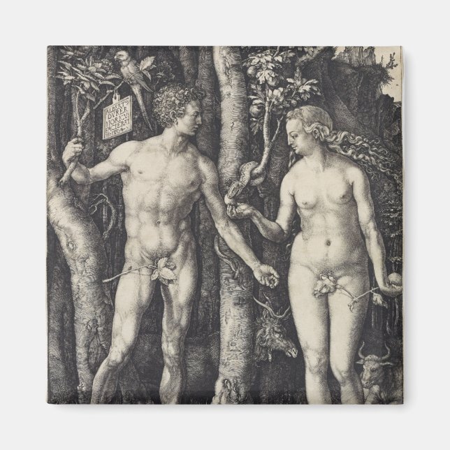 Adam och Kväll Engrave av Albrecht Durer Magnet (Framsidan)