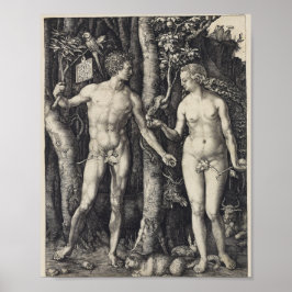 Adam och Kväll, Engrave av Albrecht Durer Poster