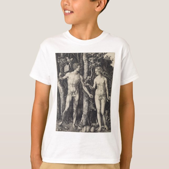 Adam och Kväll Engrave av Albrecht Durer Tee Shirt (Framsida)