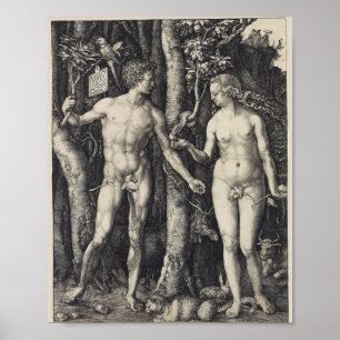 Adam och Kväll, Engraving av Albrecht Durer Poster
