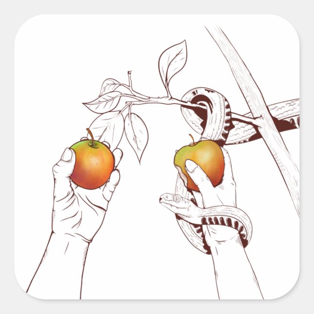 Adam och Kväll Fyrkantigt Klistermärke (Framsida)