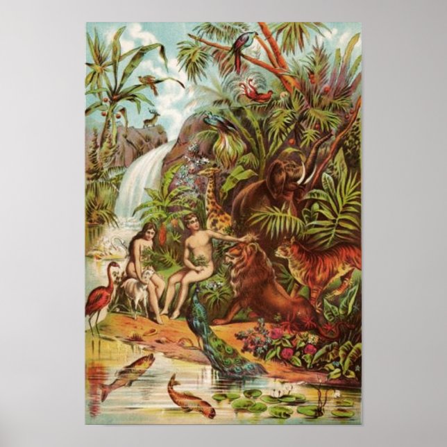 Adam och Kväll i trädgården Poster (Framsidan)