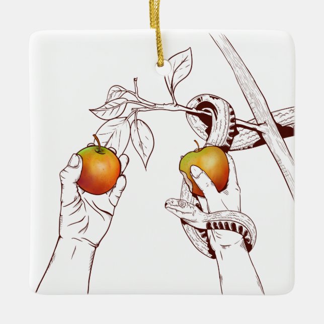 Adam och Kväll Julgransprydnad Keramik (Framsida)