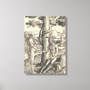 Adam och Kväll: Människans fall (Lucas van Leyden) Canvastryck
