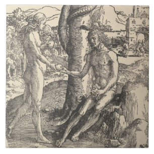 Adam och Kväll: Människans fall (Lucas van Leyden) Kakelplatta