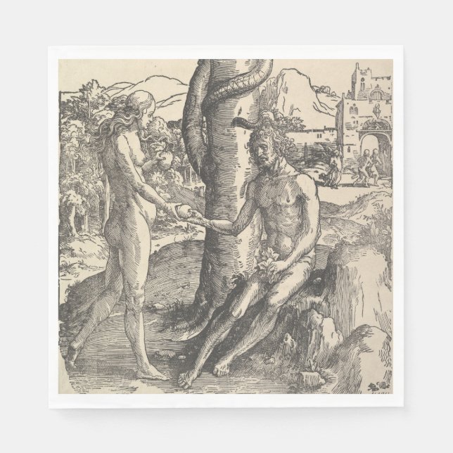 Adam och Kväll: Människans fall (Lucas van Leyden) Pappersservett (Framsidan)