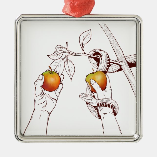 Adam och Kväll med ormen Julgransprydnad Metall (Framsidan)