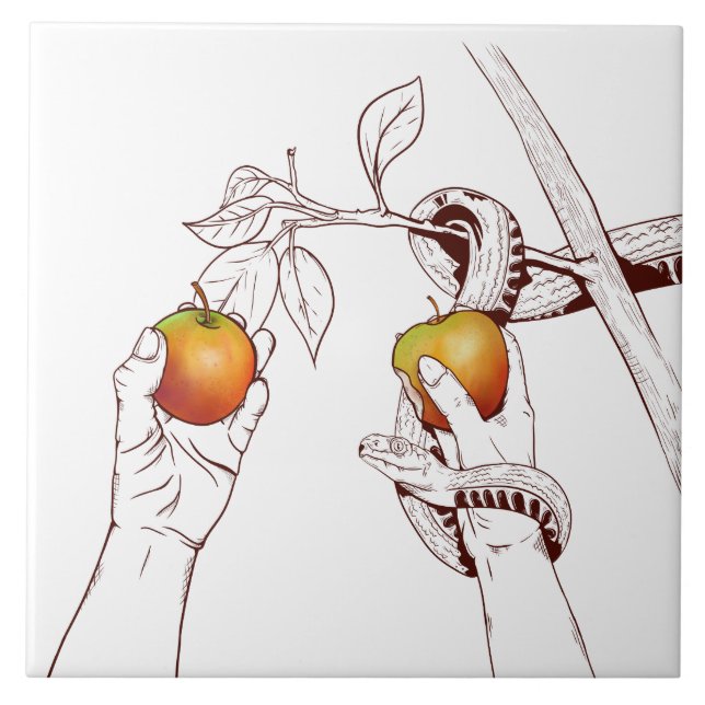 Adam och Kväll med ormen Kakelplatta (Framsidan)