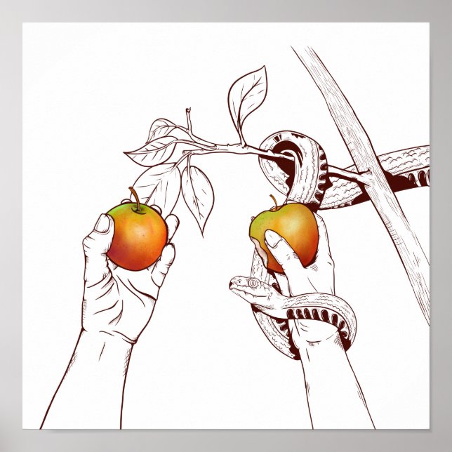 Adam och Kväll med ormen Poster (Framsidan)