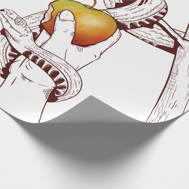 Adam och Kväll Picking-äpplen Presentpapper (Hörn)