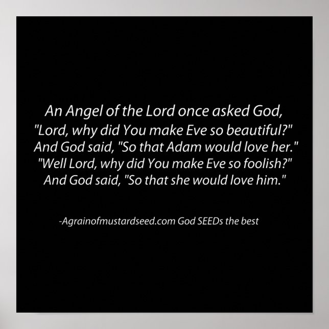 Adam och Kväll Roligt Christian Poster (Framsidan)