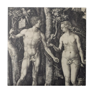Adam och kvällgravyr av Albrecht Durer Kakelplatta