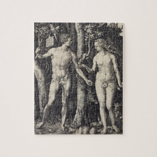 Adam och kvällgravyr av Albrecht Durer Pussel (Vertikal)